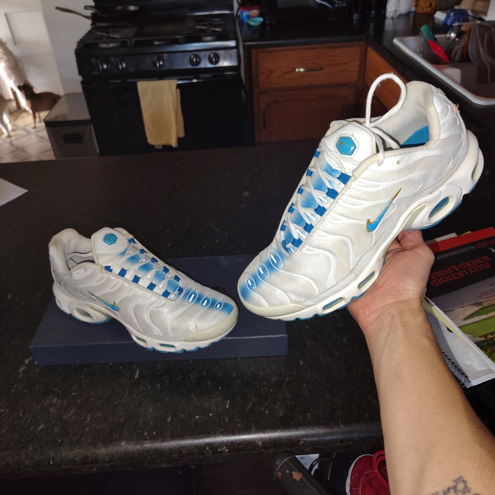 Nike White and Teal Sneakers